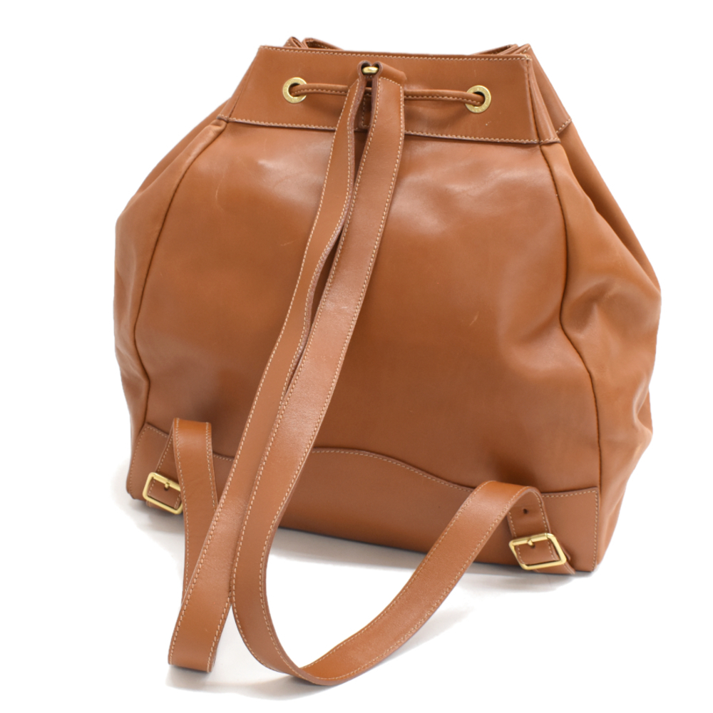 Gucci Leather Backpack Rucksack Drawstring Brown - image 6
